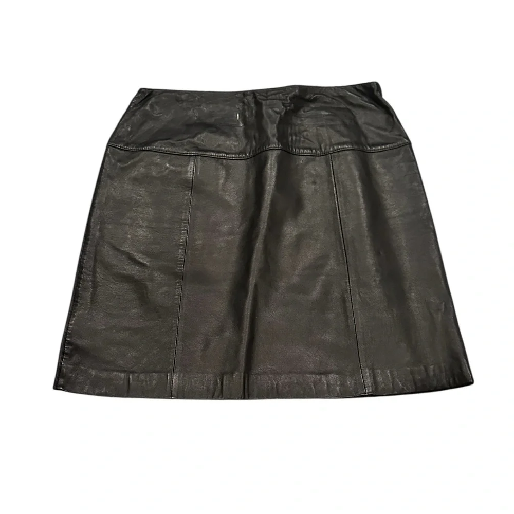 Leather Black Bikercore Goth Club Y2K Lord & Taylor Lined Pencil Skirt 12
